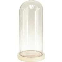 Florists Products Tischvase Glasglocke Glassturz mit Holzfuß Deko Vitrine Klar Ø14cm