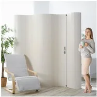 Homestyle4u Paravent Raumteiler Trennwand Bambus Sichtschutz Holz 145x200 195x200 Indoor (1 St), Weiß, Faltwand