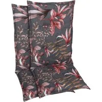 GO-DE Hochlehnerauflage, (Spar-Set, 2 St), Blätter / Beeren anthrazit - Maße BxLxH ca.: 50 cm x 120 cm x 7 cm