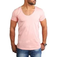 Young & Rich T-Shirt Herren Uni Basic extra tiefer Ausschnitt Unterziehshirt 1315 V-Ausschnitt unifarben kurzarm slim fit