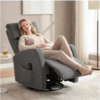 HOMCOM Massagesessel mit Wärme und Vibrationsmassage (Drehbarer Relaxsessel, 1-St., Relaxsessel), mit Chenille-Optik für Wohnzimmer Dunkelgrau