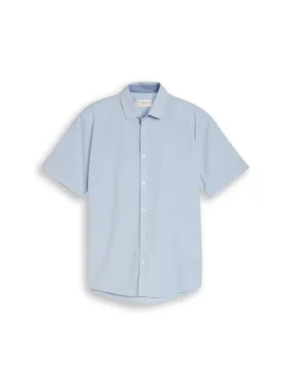 Tom Tailor - Regular Fit Kurzarmhemd mit Streifen blue two tone structure - Gr. - XXL