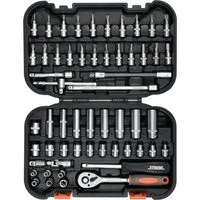 TRIZERATOP Werkzeugset 56 Teilig Werkzeugset, Steckschlüsselsatz 1/4, 3,5 -14mm Knarrenkasten, (Werkstatt, Garage, Hobby, Keller)