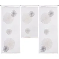 Clever-Kauf-24 Scheibengardine 3-teiliges Mini Flächenvorhang Set Rawlins stein grau, Stangendurchzug, halbtransparent, bedruckt