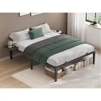 VASAGLE Bettgestell (160 x 200 cm), Doppelbett, mit 2 Aufbewahrungsregalen, mehrere Größen verfügbar