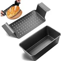 SURFOU Brotbackform Holzofen Steingutform Toastbrot Kastenform Brot zum Backen, 25*14.5*7.5CM Karbonstahl Mit Gitterabbau Backblech Kastenform
