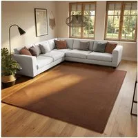SIMPEX24 Teppich Unicolor - Einfarbig, Läufer, Höhe: 7 mm, Kurzflor Rund Teppich Anti Rutsch Rückseite Waschbar Flauschiger