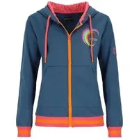 Wattlöper Kapuzensweatjacke 51032 Damen Sweatjacke mit rundem Backprint in Regenbogen-Farben Kapuzenjacke mit Reißverschluss & Taschen, kontrastierende Bündchen