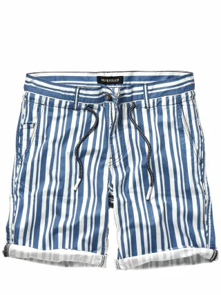 Mey & Edlich Herren Mittelmeer-Streifenshorts Blau 68 % Baumwolle (bio), 30 % Pima-Baumwolle, 2 % Elasthan