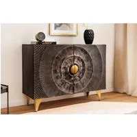 riess-ambiente Sideboard 100cm schwarz/gold - Mango-Massivholz, Metall, 3D-Front (Einzelartikel, 1 St), handgefertigt & lackiert - ideal für Wohn- und Esszimmer oder Flur