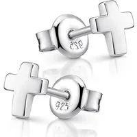Materia Paar Ohrstecker Kreuz klein Damen Kinder SO-440, 925 Sterling Silber, rhodiniert