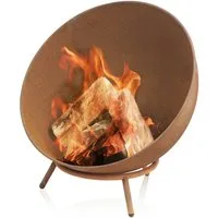 BBQ-Toro Feuerschale Ø 60cm, Rostoptik, Kippbare Outdoor Feuerstelle mit 3 Beinen, 3-in-1