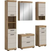 welltime Badmöbel-Set SIENA, 5 teilig, bestehend aus:, (Set, 5-St., TOPSELLER), Hochschrank, WBU, Spiegelschrank, Unterschrank, Hängeschrank