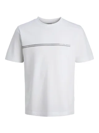 JACK&JONES - JCOFUSION CHEST BRAND TEE SS CREW NOOS Bright White - Gr. - XXL