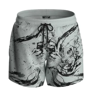 Wassertiger Logo Boardshorts Badehose in Hellgrau
