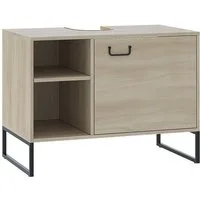 Vicco Waschbeckenunterschrank Vionna, Eiche/Schwarz, 80 x 60 cm mit 2 offenen Fächern (1-St)