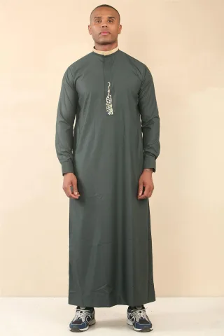 Grüner Thobe für Herren, arabische saudi-arabische emiratische islamische Kleidung, Jubba-Robe