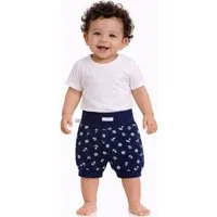 La Bortini Shorts Baby und Kinder Shorts Pumphose in Blau mit Anker kurze Hose aus Baumwolle, 44 50 56 62 68 74 80 86 92 98 104 110