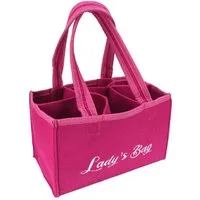 Marabellas Shop Tragetasche Flaschenträger aus Filz pink mit 6 Fächern Frauenhandtasche Ladys Bag, mit Tragegriffen