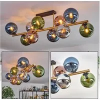 hofstein Deckenleuchte Deckenlampe aus Metall/Glas, Schwarz/Gold/Blau/Grün/Kupfer/Chrom/Rauch, Deckenleuchte im Retro/Vintage-Design (Schirme Ø 15 cm), 10 x E14
