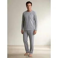 Henry Terre Pyjama Pyjama Set Langarm - Carlo mit Raute & unifarbener Hose