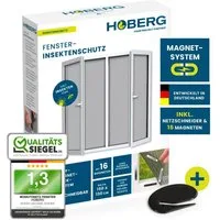 Hoberg Insektenschutz-Fensterrahmen Fenster-Fliegengitter mit innovativer Magnetbefestigung, Fliegennetz bis 150x130cm individuell zuschneidbar
