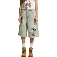 Ed Hardy 3/4-Jeans Short Ed Hardy Multi Badge Tattoo bleach Stickerei