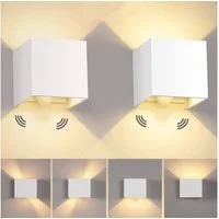oyajia Wandleuchte 2 Stück 7W Metall LED Wandlampe, Auf und ab Einstellbarer Lichtstrahl, LED fest integriert, Warmweiß, LED Wandlampe mit Bewegungsmelder,für Wohnzimmer, Flur, Balkon, Hotel