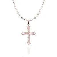 Karisma Kette mit Anhänger Karisma Damen Silber 925 Anhänger Kreuz Zrikonia Collier Kette, mit Verlängerung 5cm - Roségold Weiße Steine