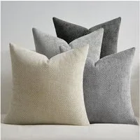 Topfinel Kissenbezug 40x40 samt kissenbezüge 50x50 Weich Sofa Deko Rattanstreifen, kissenbezug 4er set Grau Farbverlauf Wohnzimmer Kinder Hautfreundlich
