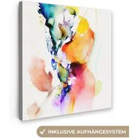 OneMillionCanvasses® Leinwandbild Aquarell - Regenbogen - Abstrakt - Kunst, Fotodruck (1 St), Wandbild, Deko Schlafzimmer Wohnzimmer Flur 20x20 cm