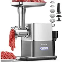 AMZCHEF Fleischwolf CE-MG76OT10C-400-SG, 3000 W, 3000W Max Mit DC-Motor, Nur 60 dB