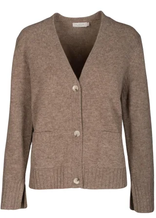 CLARINA - V-Cardigan, 1/1 Arm, uni mokka mel. - Gr. - 42