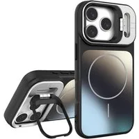 Wigento Handyhülle Für Apple iPhone 17 Pro Max AG Frosted TPU MagSafe Hülle Stand Schwarz, MagSafe, Kameraschutz, Standfunktion