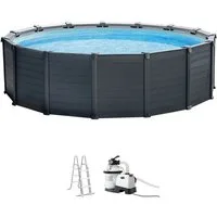 Intex Framepool Graphite Gray Panel (Set), ØxH: 478x124 cm, inkl. Sandfilter, Leiter Abdeck- und Bodenplane