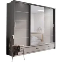 Compleo Kleiderschrank ARTI 01 mit 3 Schubladen, mit Spiegel, 3-türig Schwebetürenschrank