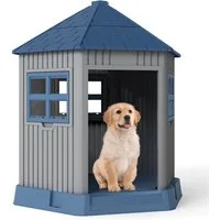 COSTWAY Hundehütte, Hundehaus, Katzenhaus, Haustierhaus mit 2 Fenstern
