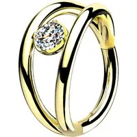Taffstyle Nasenpiercing Doppel Ring Septum Piercing Scharnier Kristall Gold 1,2mm x 8mm (Cartilage Tragus Helix Orbital Brust Intim Lippenbädchen Lippen), Knorpel Ohr Nasen Helix Clicker Nasenpiercing Nasenring Ohrpiercing