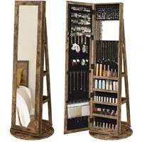 SONGMICS Schmuckschrank Spiegelschrank, mit Ganzkörperspiegel, um 360° drehbar, Geschenkidee Schmuckaufbewahrung, abschließbar, mit Schlüsseln, 54 x 54 x 161 cm