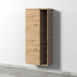 Sanipa 3way Stauraumschrank mit 1 Tür, 1 Auszug und offenen Fächern, Eiche Natural-Touch SM18285