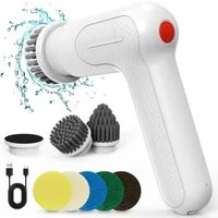 AIMAX Elektro-Oberflächenbürste 7 in 1 Elektrische mit 7 Bürstenkopfe 2 Modi Spin Scrubber, mit Verstellbarem Griff für Bad Fliesenboden und Auto, für Bad Schnurlose Bohrbürstenköpfen Duschreinigungsbürste