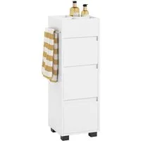 SoBuy Midischrank BZR29, Badschrank schmal, mit 3 Schubladen, 4 Fächern Badezimmerschrank Badkommode Midischrank Kommode Beistellschrank