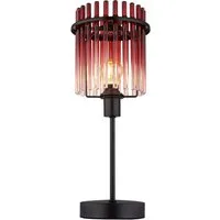 GLOBO LIGHTING Tischleuchte GORLEY, ohne Leuchtmittel, Tischlampe schwarz Glasstäbe grün klar verlaufend elegant