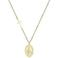 Elli Kette mit Anhänger Kugelkette Kreuz Marienbild 925 Sterling Silber