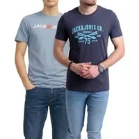 Jack & Jones Print-Shirt (Spar-Set, 2er-Pack) mit hochwertigem Logodruck, aus Baumwolle