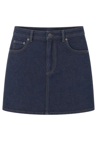 Hochtaillierter A-Linien Jeans-Minirock mit Knopfverschluss