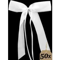 Praknu Dekoobjekt 50 Antennenschleifen Weiß Hochzeit (Set, 50 St), Handgemacht mit Satin Band I Hochzeit Schleifen