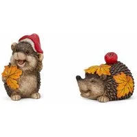 Logbuch-Verlag Dekofigur Herbst Igel Figuren 2er-Set aus Polyresin 10-15 cm