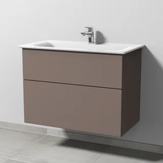 Sanipa 3way Waschtischunterbau zu Ideal Standard Connect Air Waschtisch mit 2 Auszügen, Taupe-Matt SP6421T