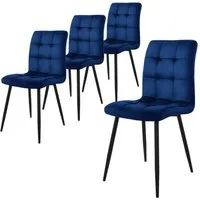 ML-DESIGN Stuhl Esszimmerstuhl mit Rückenlehne Polsterstuhl mit Metallbeine (4 St), Ergonomischer Stuhl, Dunkelblau Samtbezug Wohnzimmerstuhl Küchenstuhl